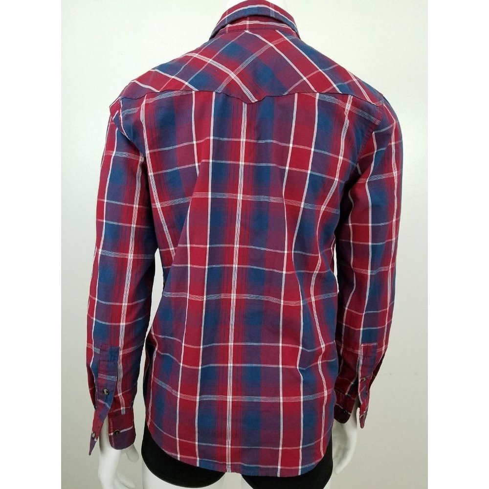 Levi's Strauss plaid shirt button front red blue modern fit Sz M - Picture 4 of 8
